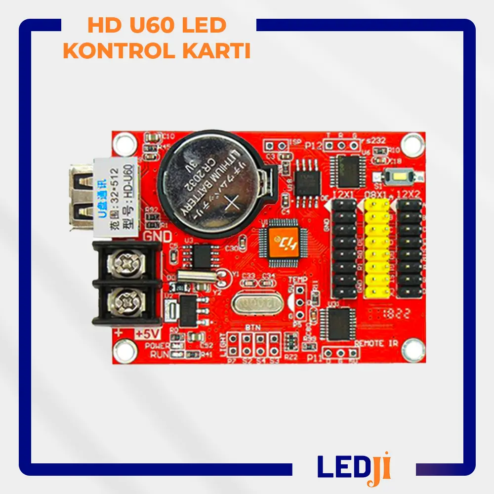 HD U60 LED Kontrol Kartı ön yüz görünümü ve donanım yapısı