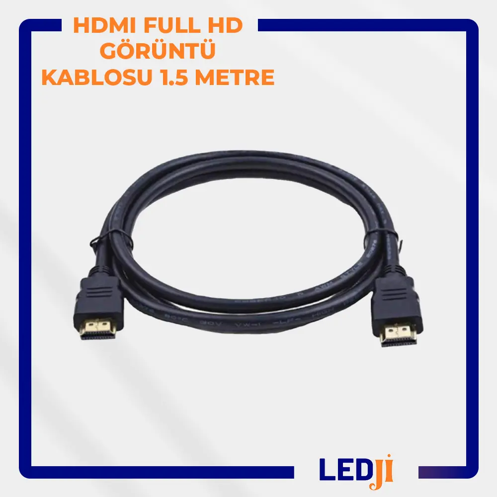 HDMI Full HD Görüntü Kablosu 1.5 Metre – Yüksek kaliteli görüntü aktarımı, sorunsuz bağlantı.