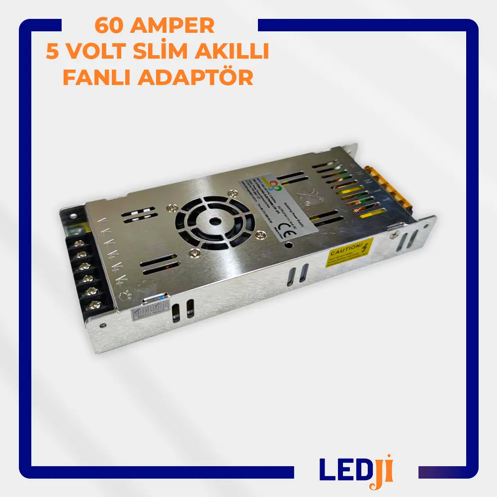 5 Volt 60 Amper Slim Akıllı Fanlı Adaptör - Akıllı fan soğutma sistemi ile güvenli ve verimli enerji sağlama