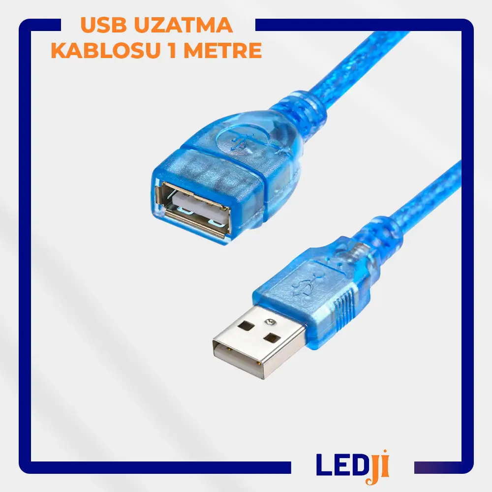USB Uzatma Kablosu 1 Metre, USB cihazlarınızı kolayca bağlayabilmeniz için ideal bir uzatma kablosudur.