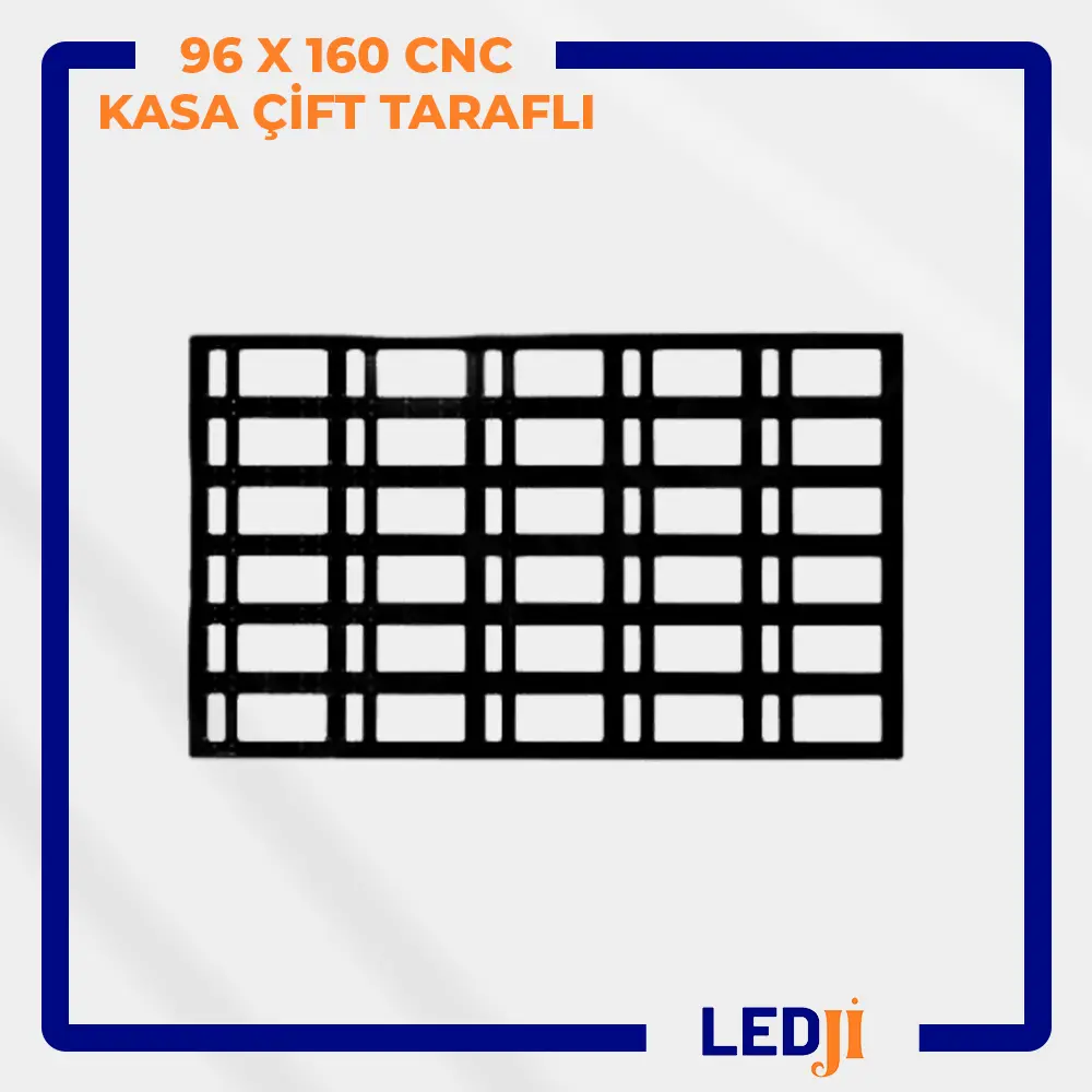 Fotoğraf 1 Alt Metni: 96x160 CNC kasa çift taraflı ön görünüm – LEDJİ