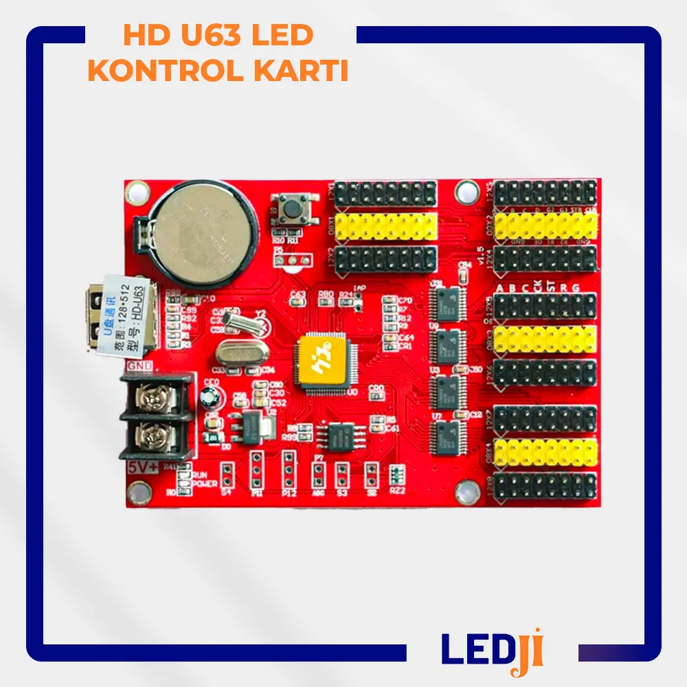 HD U63 LED Kontrol Kartı ön yüz bileşenleri ve tasarımı