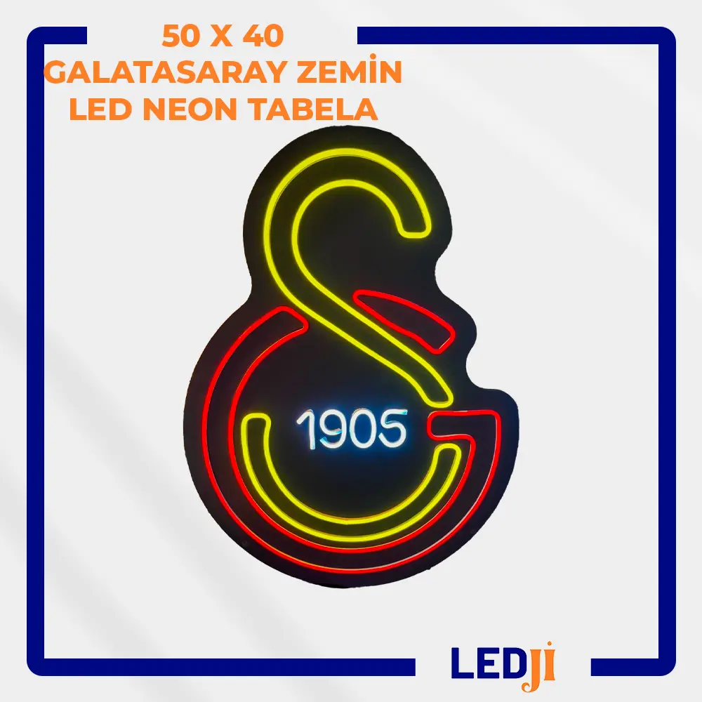 50x40 Galatasaray zemin LED neon tabela – ön cepheden görünüm