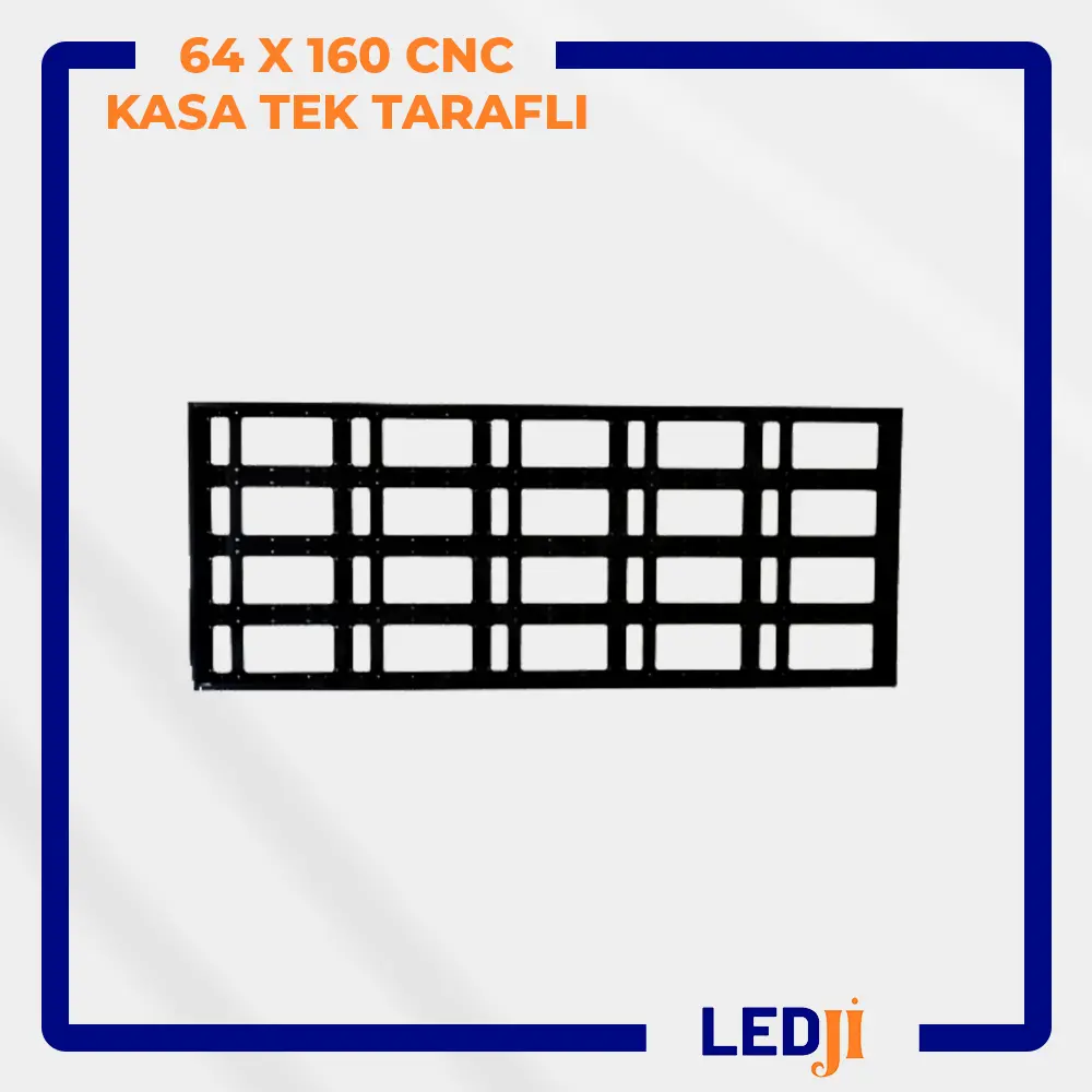 64x160 CNC LED kasa – uzun dikdörtgen panel çerçevesi önden görünüm