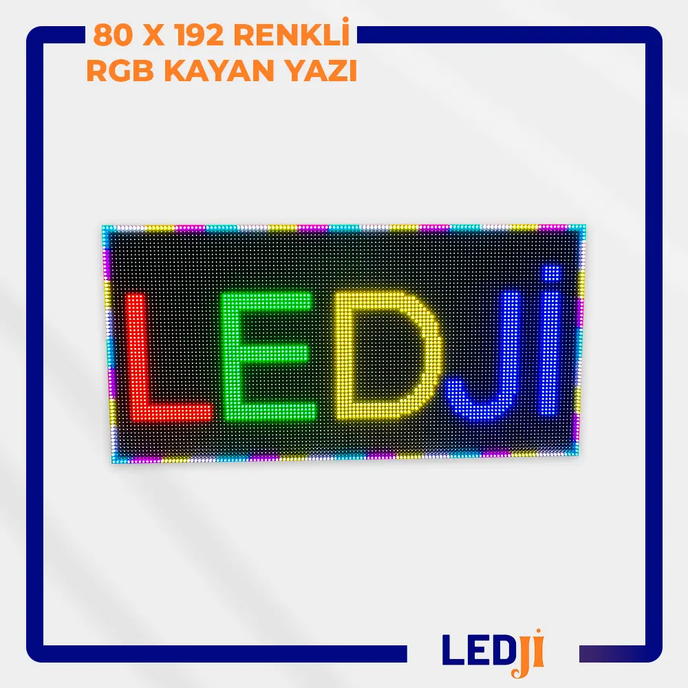 80x192 RGB Kayan Yazı Ekranı – Canlı Renkler ve Dinamik Yazılar ile Etkileyici Mesaj Gösterimi