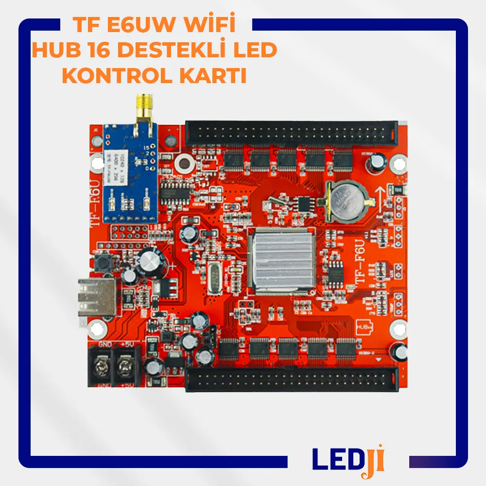 TF E6UW LED kontrol kartı – WiFi destekli HUB16 çıkışlı LED ekran kartı