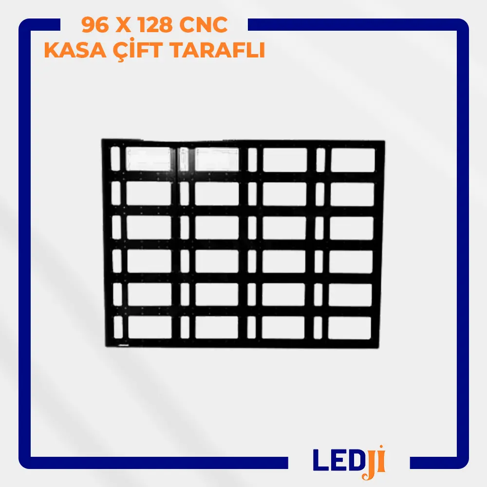Fotoğraf 1 Alt Metni: 96x128 CNC kasa çift taraflı ön görünüm – LEDJİ