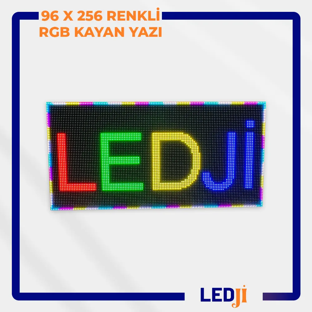 96x256 RGB kayan yazı LED tabela ön yüz görüntüsü