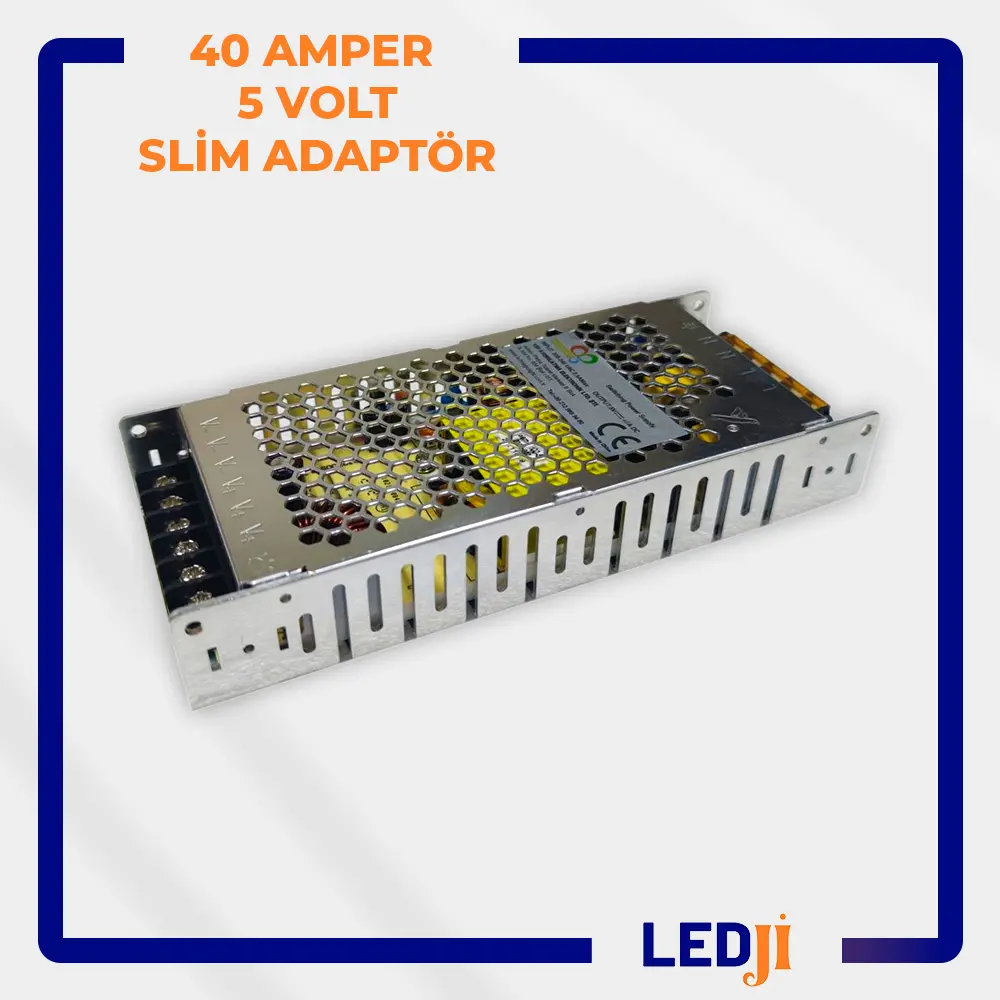 5 Volt 40 Amper Slim Adaptör - Kompakt ve şık tasarımı ile güçlü enerji çözümü