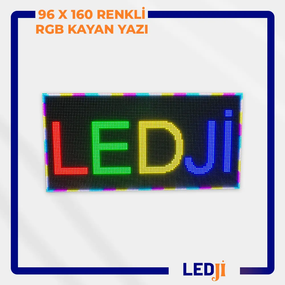 96x160 RGB Kayan Yazı Ekranı – Canlı Renklerle Hareketli Mesajlar ve Grafiklerle Etkileyici Dijital Gösterim