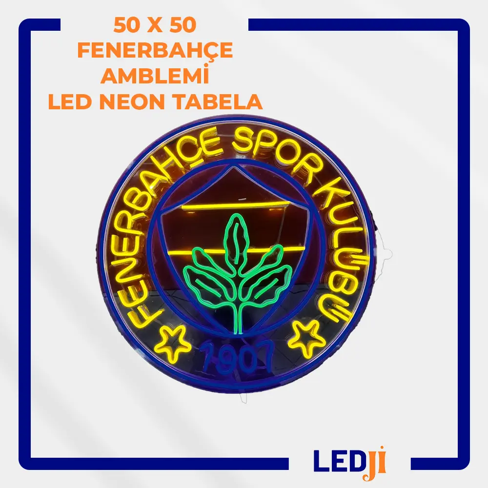 50x50 Fenerbahçe amblemli LED neon tabela – ön görünüm