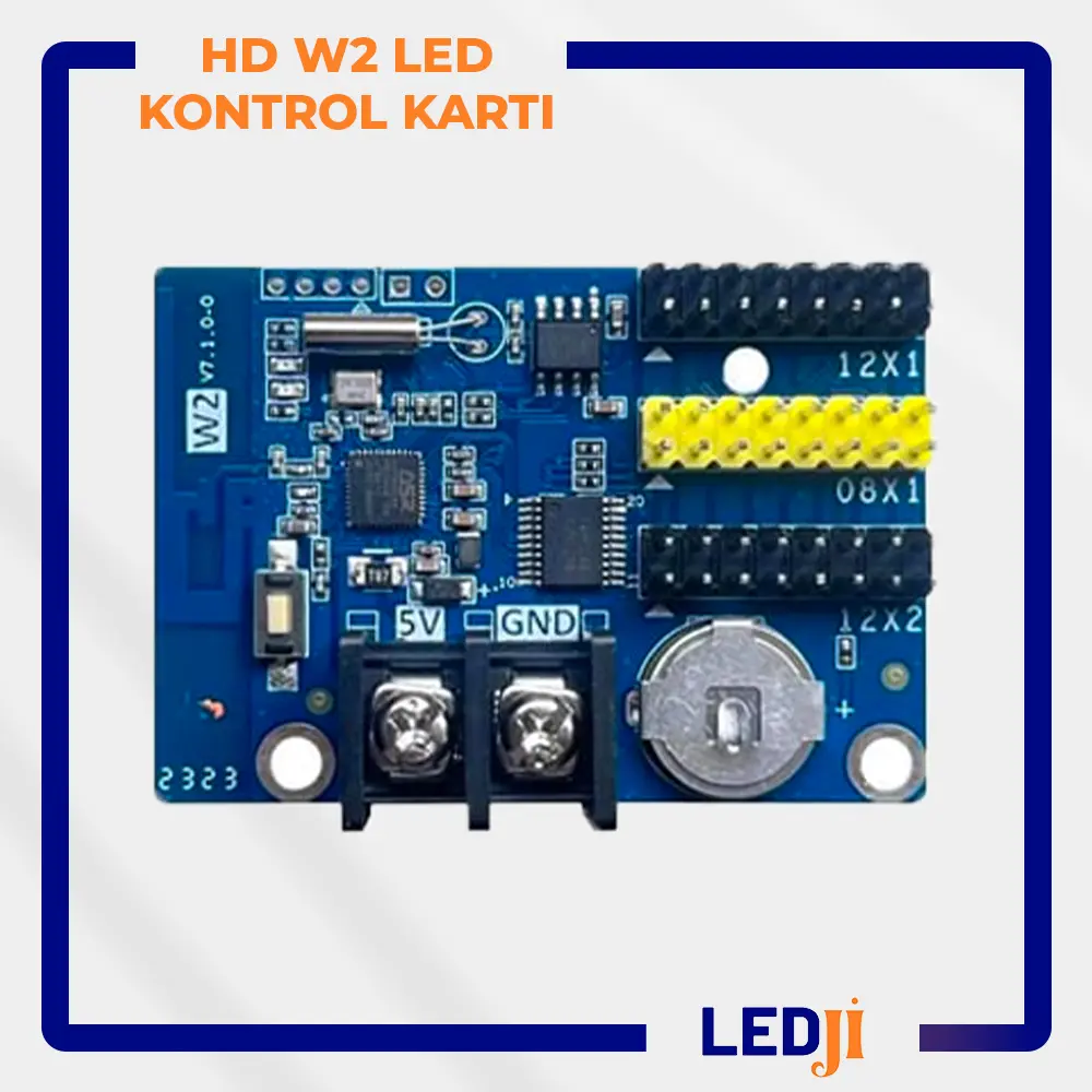 HD W2 LED Kontrol Kartı ön yüz ve bileşen detayları