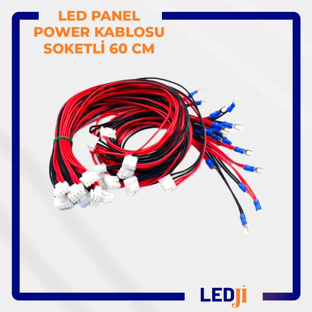 LED Panel Power Kablosu Soketli 60 CM, LED panelleriniz için güvenli ve hızlı bağlantı sağlayan soketli kablo.