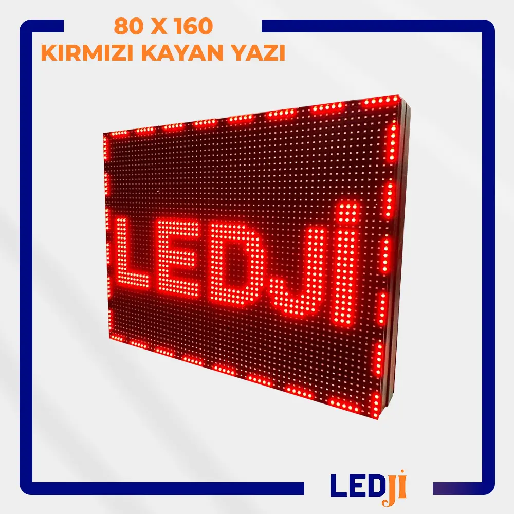 80x160 kırmızı LED kayan yazı ekranı, geniş ekran alanıyla uzun ve net mesajları canlı şekilde gösterir.