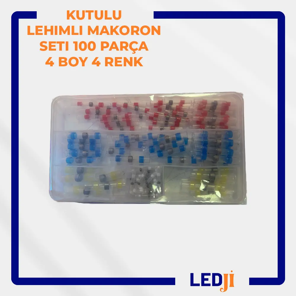 Kutulu 100 parça 4 boy 4 renk lehimli makaron seti genel görünüm