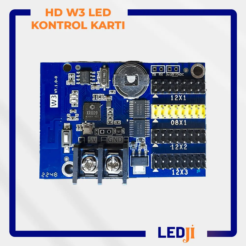 HD W3 LED Kontrol Kartı ön yüz donanım ve bağlantı portları
