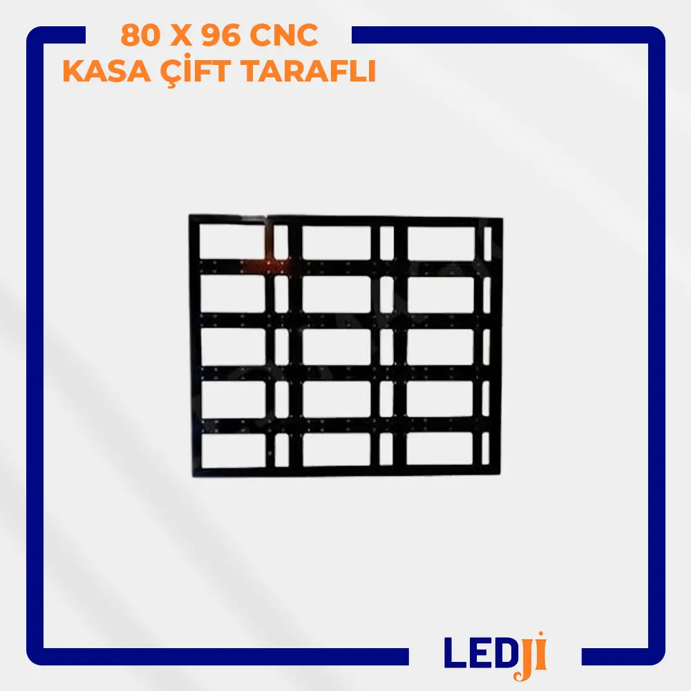 Fotoğraf 1 Alt Metni: LEDJİ 80x96 CNC kasa çift taraflı ön cephe görünüm