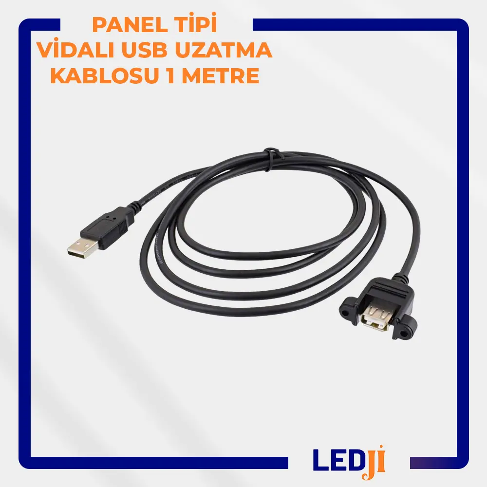Panel Tipi Vidalı USB Uzatma Kablosu 1 Metre, güvenli ve sağlam bağlantılar sağlamak için ideal çözüm sunar.