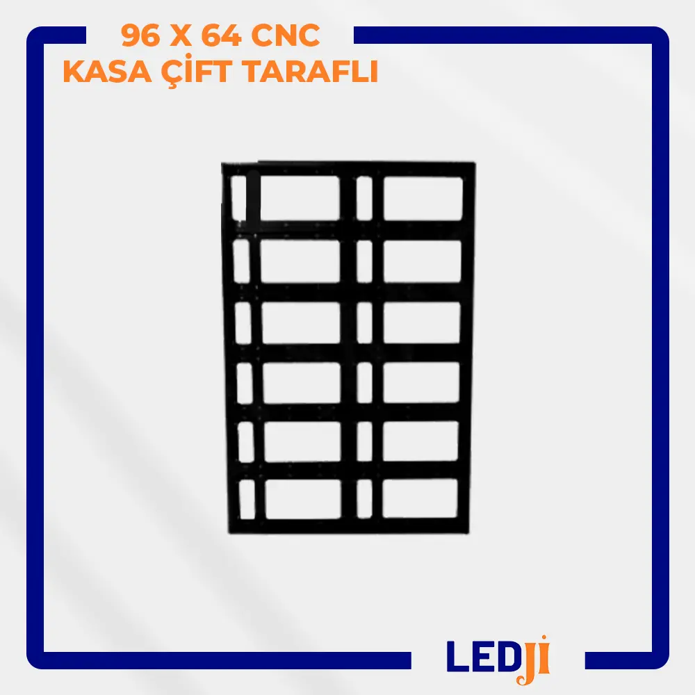 Fotoğraf 1 Alt Metni: 96x64 CNC kasa çift taraflı ön görünüm – LEDJİ