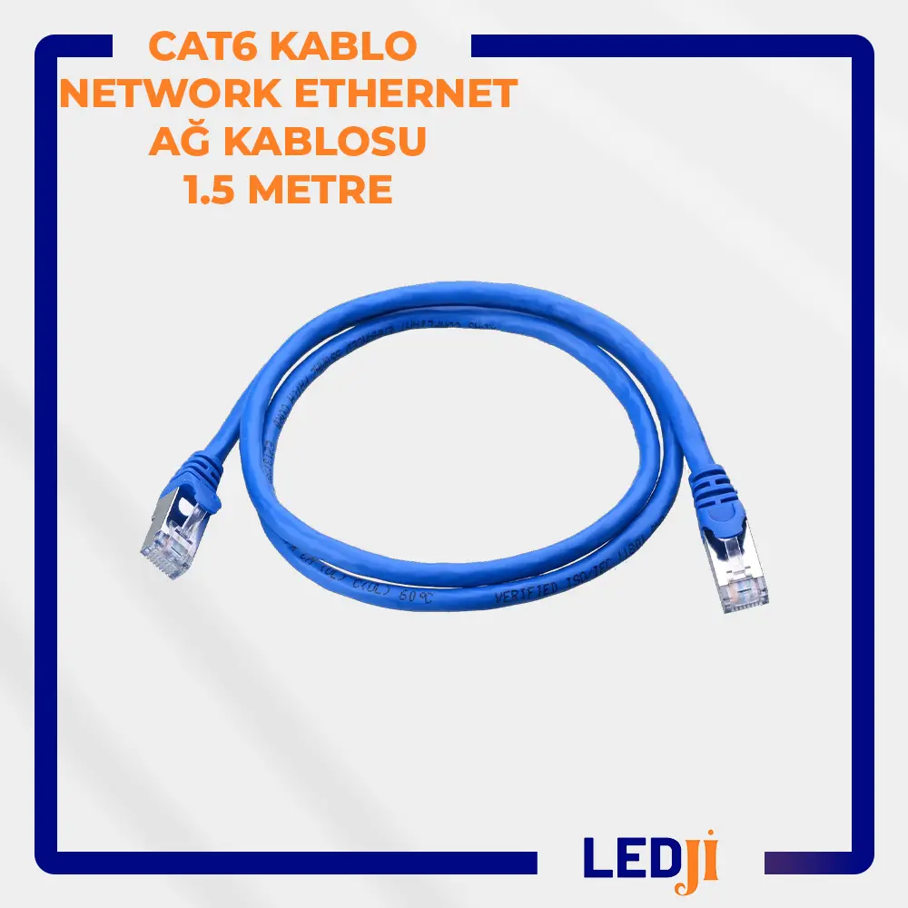 Cat6 Kablo Network Ethernet Ağ Kablosu 1.5 Metre – Hızlı ve güvenilir internet bağlantısı için ideal.