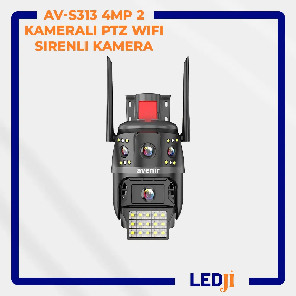 AVENİR AV-S313 4MP 2 kameralı PTZ WiFi sirenli güvenlik kamerası