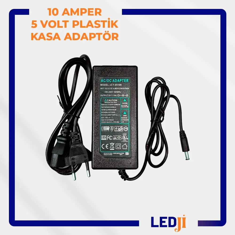 5 Volt 10 Amper Plastik Kasa Adaptör - Yüksek verimli güç kaynağı ile güvenli kullanım