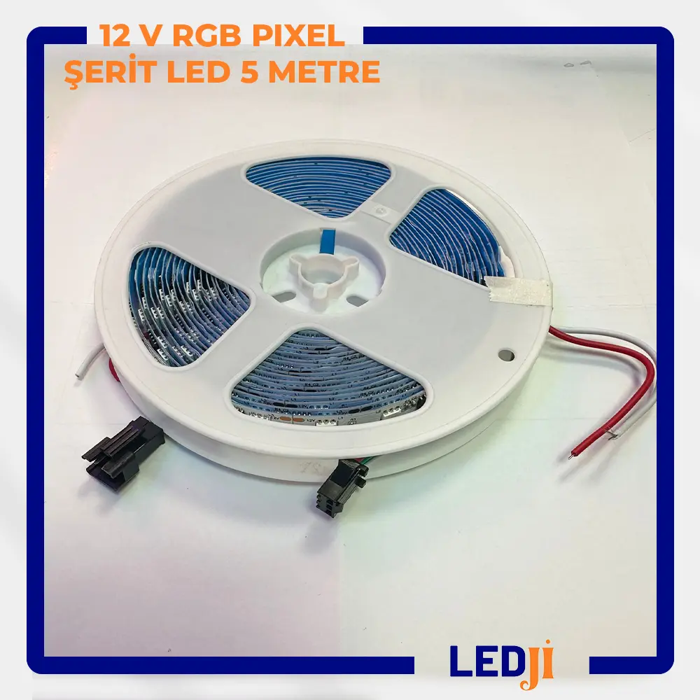 LEDJİ 12V RGB Pixel Şerit LED 5 metre 2811 iç mekan