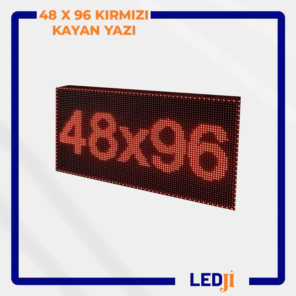 48x96 kırmızı kayan yazı LED ekran, iç mekanlarda etkili reklam ve duyuru için kullanılır.